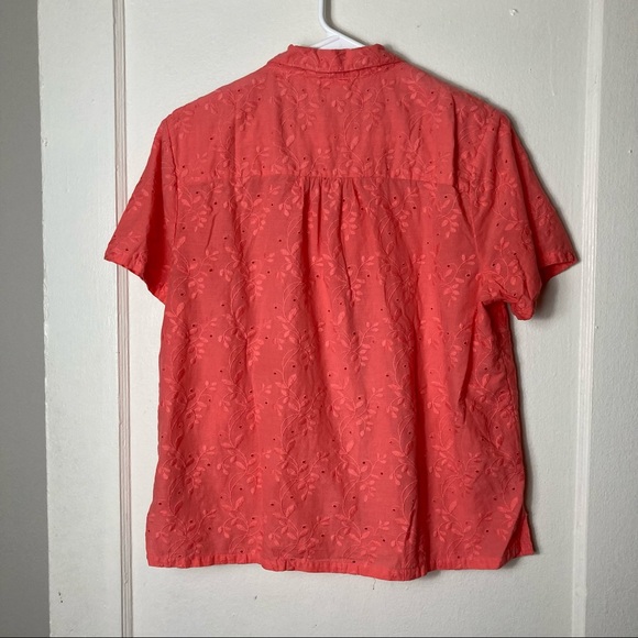 Anthro maeve guayabera eyelet lace coral top 12 - Picture 8 of 8